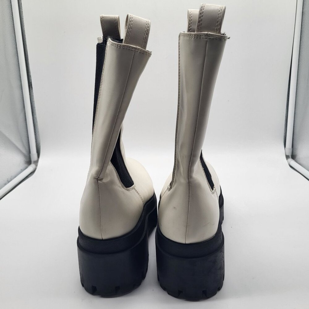 H&M DIVIDED Platform Boots Chunky Lug Sole Pull On Womens 9.5 Y2k Cream Black - Picture 10 of 15